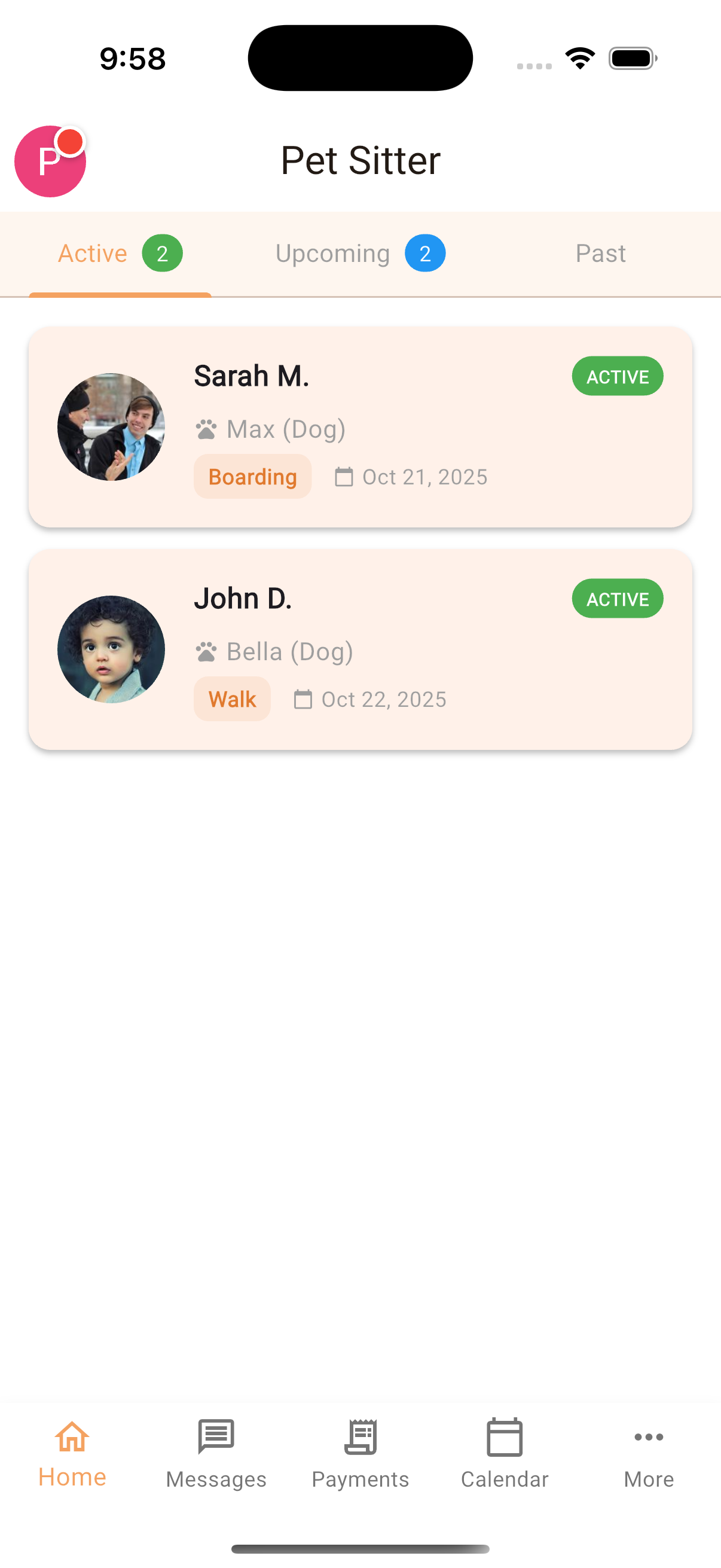 Review current/upcoming/past booking